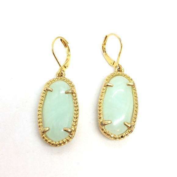 VINTAGE JOAN RIVERS EARRINGS LEVERBACK GOLD TONE SEAFOAM GREEN DANGLE DROP - Picture 8 of 13
